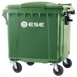 ESE LARGE GARBAGE BIN 1100L WITH FLAT LID GREEN5